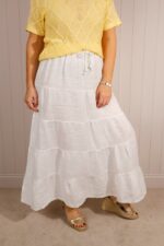 Linen Tiered Tie Waist Skirt - Image 2