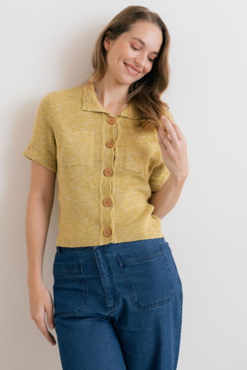 Phoebe Short Sleeved Jacket Linen Cotton Blend