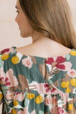 Rosali Linen Blend Printed Top Laurel Green - Image 3