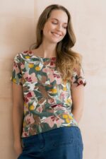 Rosali Linen Blend Printed Top Laurel Green - Image 5