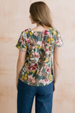 Rosali Linen Blend Printed Top Laurel Green - Image 2