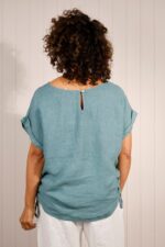 Rushed Tie Side Linen Top - Image 3