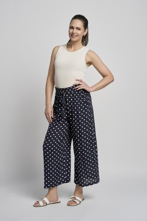 619C Wide Leg crinkle Viscose Culotte