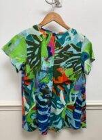 Contemporary V Neck Leaves Blue T-Shirt - Image 7