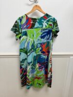 Contemporary S/S Leaves Blue Cotton V Neck Dress - Image 2