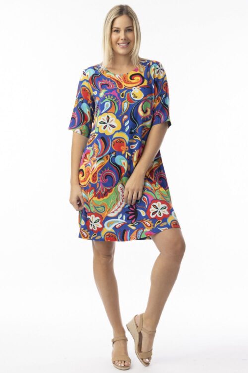 Contemporary Retro Paisley Printed Dress