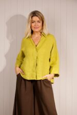 Linen Button Front Floaty Shirt - Image 2