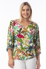 Ovahe V Neck Printed Top