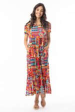 Peru Square Neck Layers Midi Dress