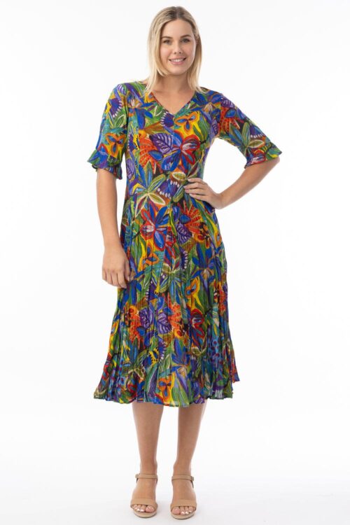 Zapallar Godet Short Frill Sleeve Dress