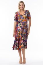 Salvador Godet Short Sleeve Dress