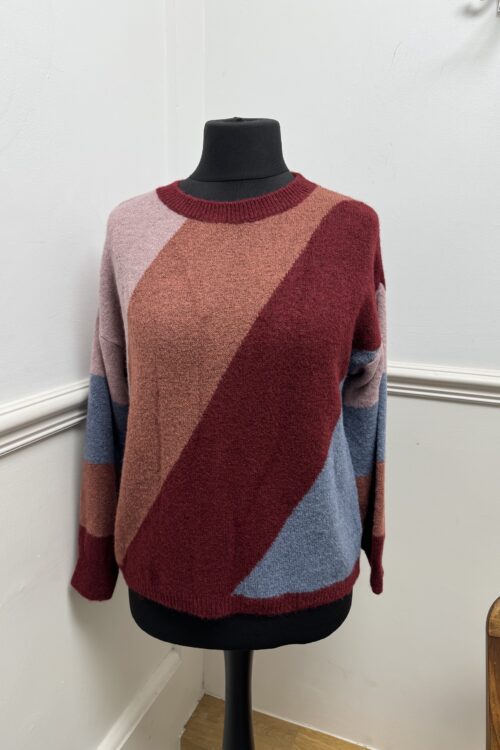Asymmetric Woollen Stripe Knit Jumper