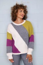 Asymmetric Woollen Stripe Knit Jumper - Image 2