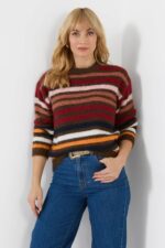 Autumn Days Fluffy Striped Jumper