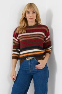 Autumn Days Fluffy Striped Jumper