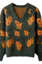 Autumn Florals Fluffy V-Neck Jumper - Image 4