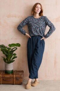 Ayla Plain Linen Denim Trousers