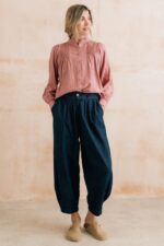 Ayla Plain Linen Denim Trousers - Image 5