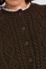 Claudia Woven Trim Cable Knit Cardigan - Image 2