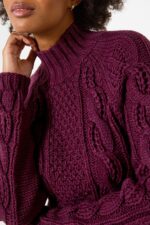 Freya Cable Knit High Neck Jumper - Image 3