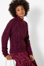 Freya Cable Knit High Neck Jumper - Image 2