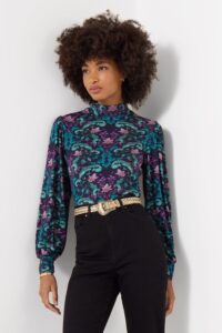 High Neck Mirror Print Jersey Top
