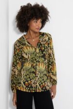 Imogen Printed V neck Button Through Blouse - Image 2