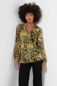 Imogen Printed V neck Button Through Blouse