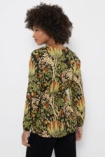 Imogen Printed V neck Button Through Blouse - Image 4