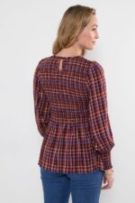 Matilda Checked Blouse with Sheered Body and Balloon Sleeve - Image 4