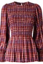 Matilda Checked Blouse with Sheered Body and Balloon Sleeve - Image 3