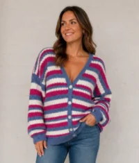 Multi Stripe Woollen Cardigan