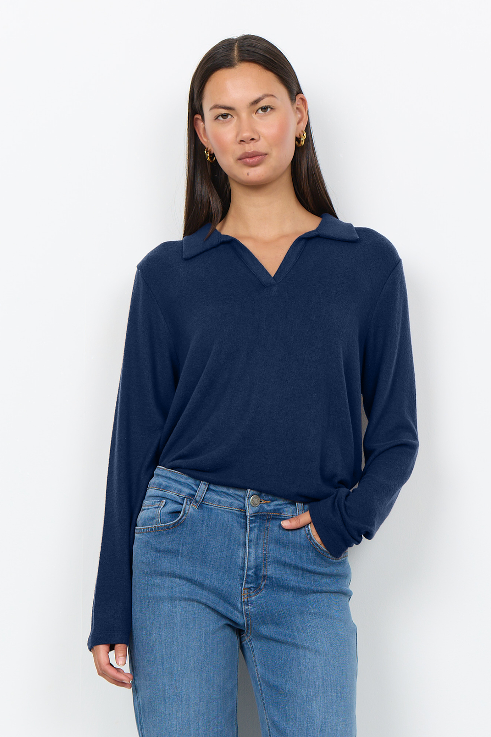 sc-biara-159-navy-2 SC- Biara 159 Collar Top - Image 1