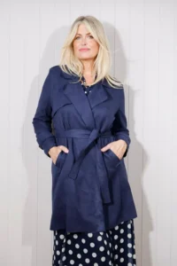 Suede Look Long Lapel Jacket