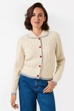 Tiah Collared Cable Knit Cardigan