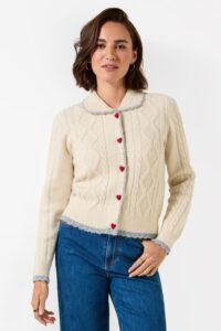 Tiah Collared Cable Knit Cardigan
