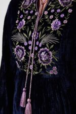 Velvet Tunic Top with Embroidery and Tassel Detail - Image 2
