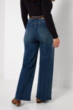 Wide Leg Jeans with Leopard Print Scarf and Pocket Detail - Image 3