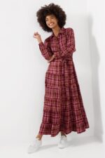 Willow Check Button Through Maxi Dress - Image 2