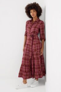 Willow Check Button Through Maxi Dress