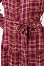 Willow Check Button Through Maxi Dress - Image 3